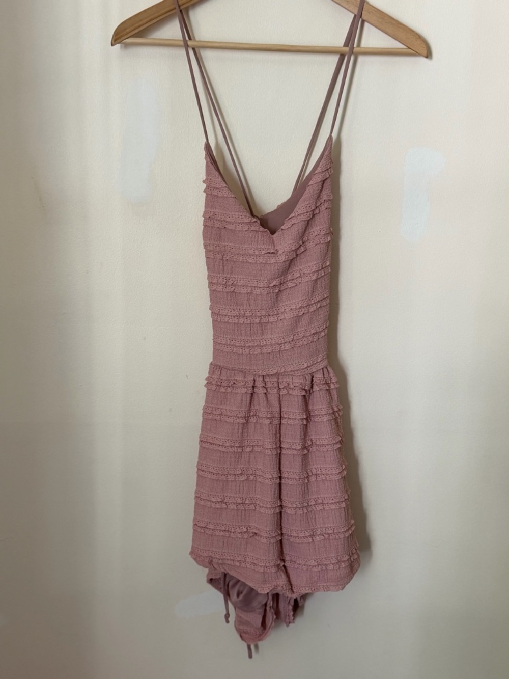 Fashion Nova Dusty Pink Ruffled Romper